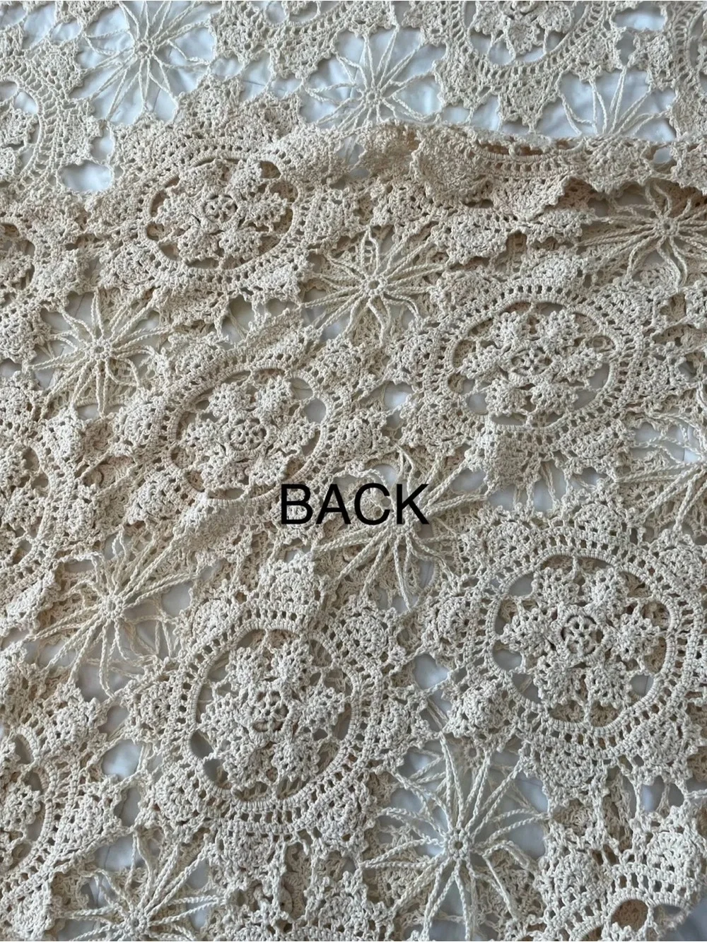 Vintage Cream Crocheted Coverlet w Matching Pillow Sham